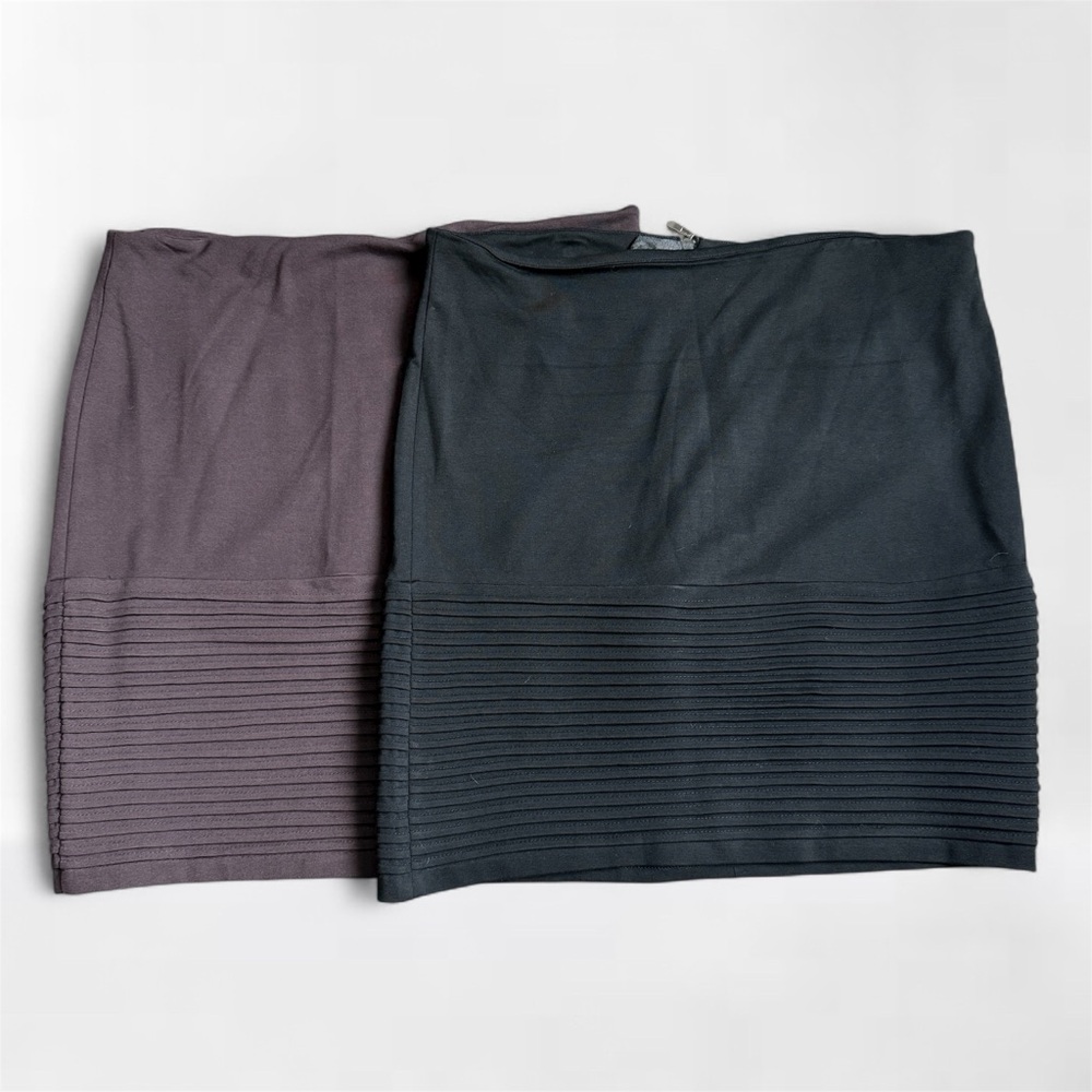 Premise Studio Pintuck Pencil Skirt Bundle Coffee Brown NWT & Black Nordstrom